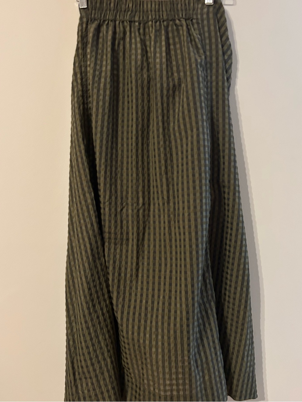 GANNI ‘Kalamata’ Pre-Fall ‘20 Seersucker Midi Skirt with Wrap Effect NWOT SZ 40 - Picture 2 of 8